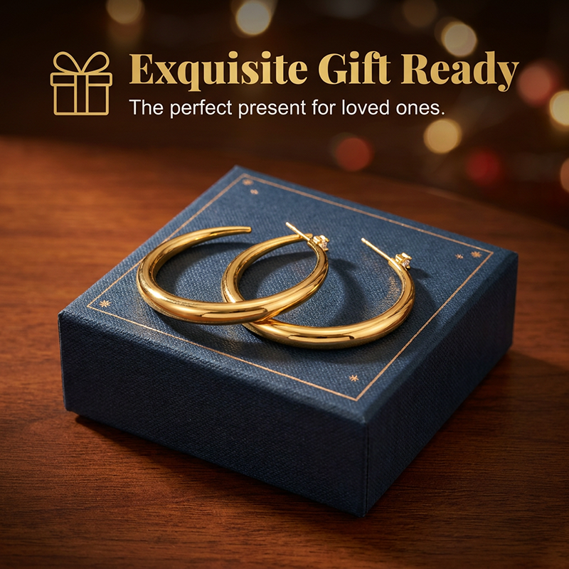 C-Shaped Hoop Earrings – Lightweight & Elegant Face-Framing Design