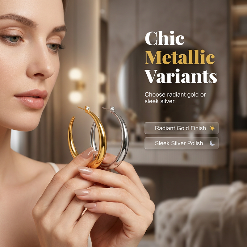 C-Shaped Hoop Earrings – Lightweight & Elegant Face-Framing Design