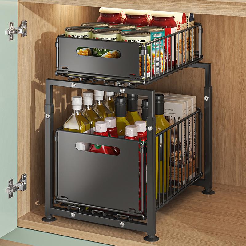 Organize Under Sink Instantly! Pull-Out 2-Tier Cabinet Shelf