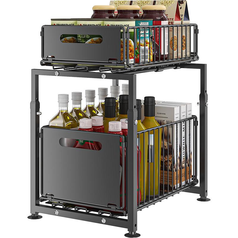 Organize Under Sink Instantly! Pull-Out 2-Tier Cabinet Shelf
