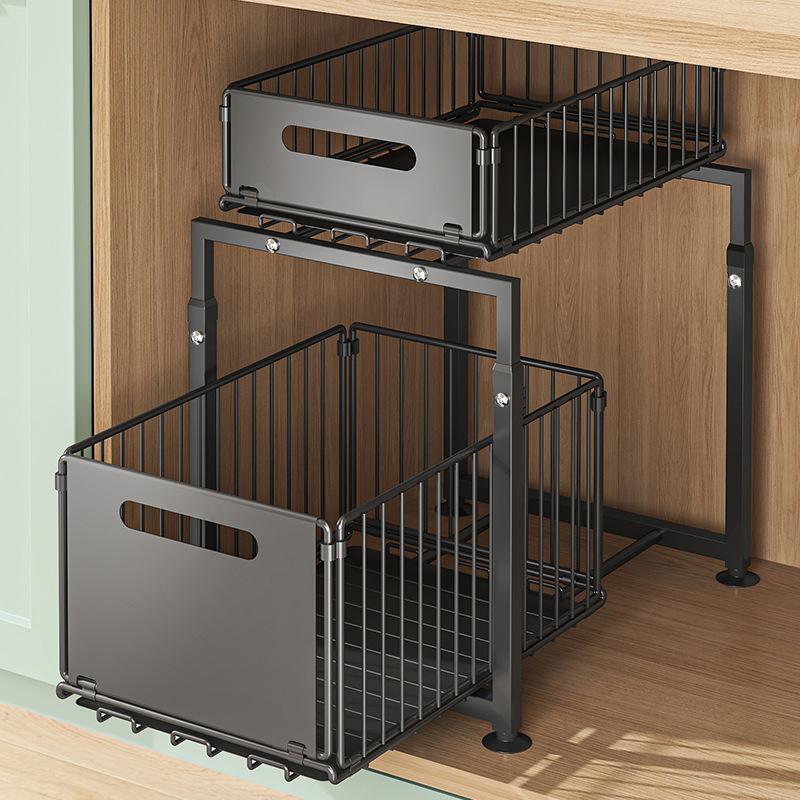 Organize Under Sink Instantly! Pull-Out 2-Tier Cabinet Shelf