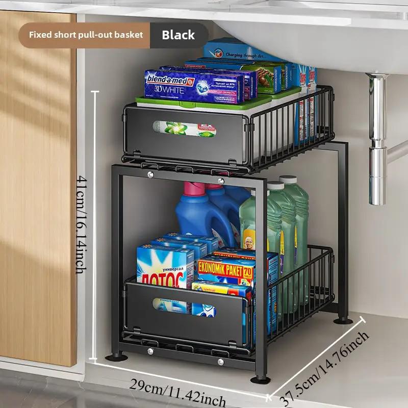 Organize Under Sink Instantly! Pull-Out 2-Tier Cabinet Shelf