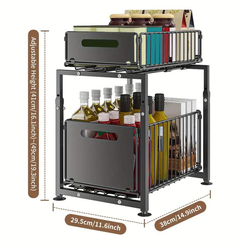Organize Under Sink Instantly! Pull-Out 2-Tier Cabinet Shelf