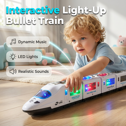 ⏳Time-Limited Special⏰Electric Bullet Train Toy – Light-Up, Bump & Go, with Music – Interactive design, perfect for toddlers – develops motor skills and imagination 🎶