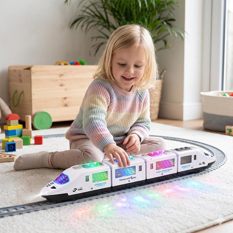 ⏳Time-Limited Special⏰Electric Bullet Train Toy – Light-Up, Bump & Go, with Music – Interactive design, perfect for toddlers – develops motor skills and imagination 🎶