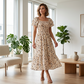Smocked Floral Midi Dress – Square Neck & Flowy Tiers