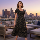 Smocked Floral Midi Dress – Square Neck & Flowy Tiers