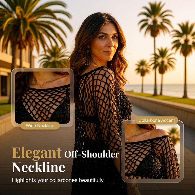 Summer Metallic Crochet Cover-Up – Lightweight, Flowy & Effortlessly Stylish summer outfit