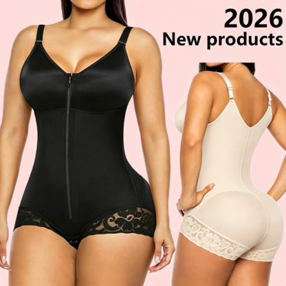 Zip-Up Shapewear Bodysuit – 360° Sculpt & Anti-Slip Lace