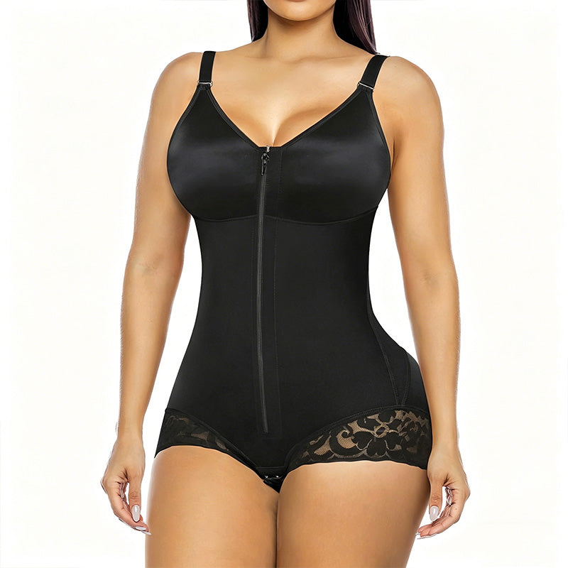 Zip-Up Shapewear Bodysuit – 360° Sculpt & Anti-Slip Lace