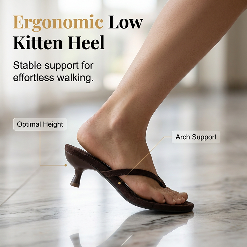 🔥 50% OFF · Elegant Suede Kitten Heel Sandals ✨
