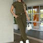 Chic Wide-Leg Two-Piece Set – Contrast Piping, Drawstring Waist