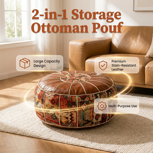 Store & Sit Instantly! No-Clutter Faux Leather Pouf