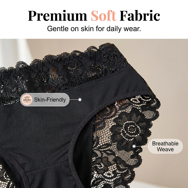 Soft Lace Briefs – High-Elastic Waist & Breathable Comfort