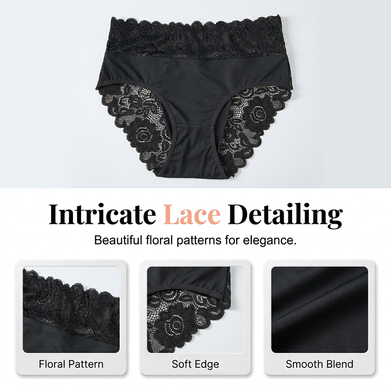 Soft Lace Briefs – High-Elastic Waist & Breathable Comfort