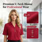 Elegant V-neck Women's Short Sleeve Solid Color Blouse