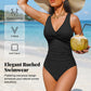 👙Tummy Control Ruched One-Piece – V-Neck & Full Coverage