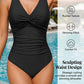 👙Tummy Control Ruched One-Piece – V-Neck & Full Coverage