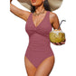 👙Tummy Control Ruched One-Piece – V-Neck & Full Coverage