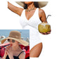 👙Tummy Control Ruched One-Piece – V-Neck & Full Coverage