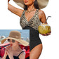 👙Tummy Control Ruched One-Piece – V-Neck & Full Coverage