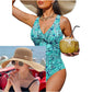👙Tummy Control Ruched One-Piece – V-Neck & Full Coverage