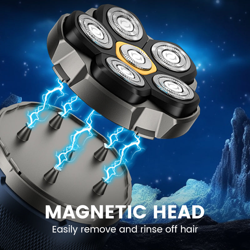 6-Blade Head Shaver – Waterproof, Magnetic Quick-Clean
