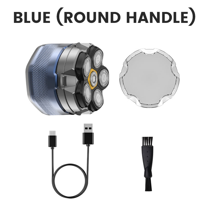 6-Blade Head Shaver – Waterproof, Magnetic Quick-Clean
