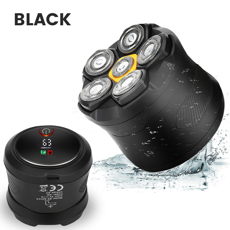 6-Blade Head Shaver – Waterproof, Magnetic Quick-Clean