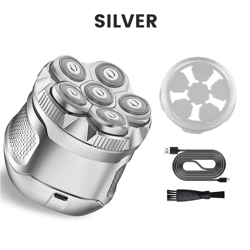 6-Blade Head Shaver – Waterproof, Magnetic Quick-Clean