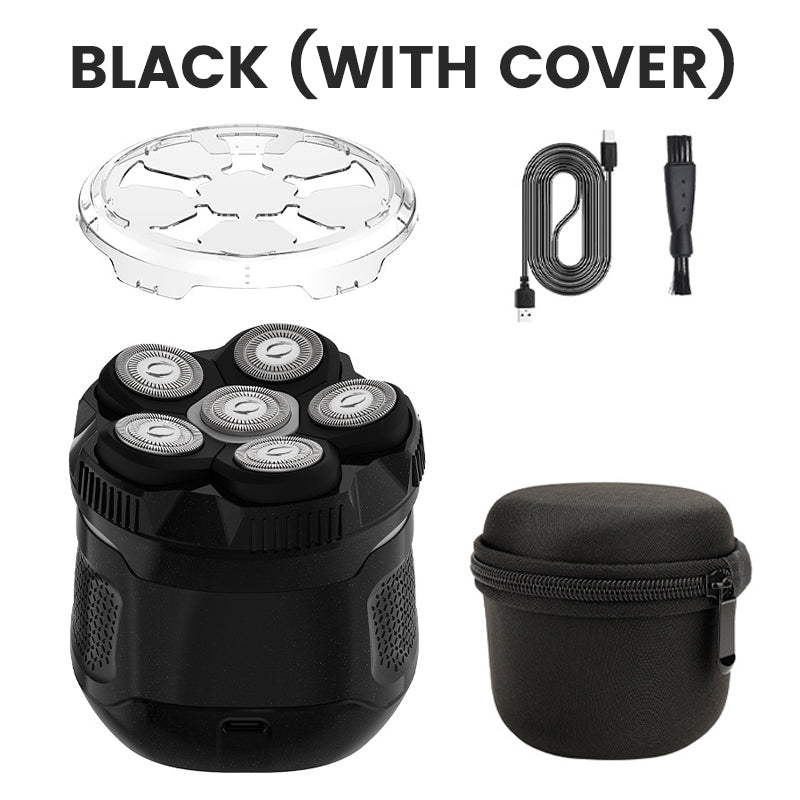 6-Blade Head Shaver – Waterproof, Magnetic Quick-Clean
