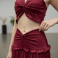 Halter Neck Crop Top & Maxi Skirt Two-Piece Set