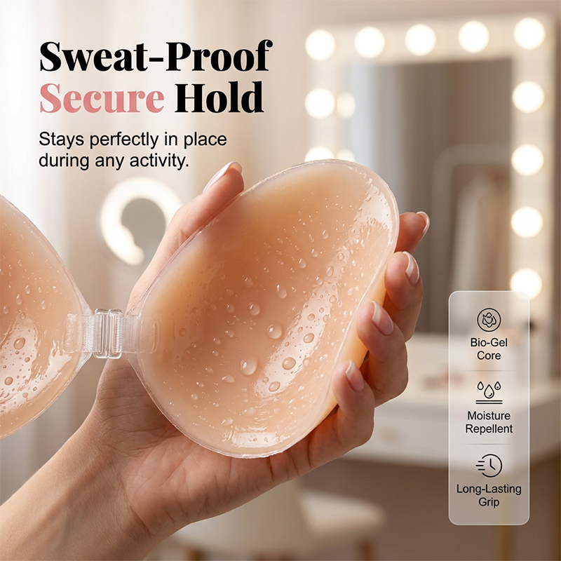 Strapless Push-Up Adhesive Bra – Invisible Lift, Sweat-Proof Hold