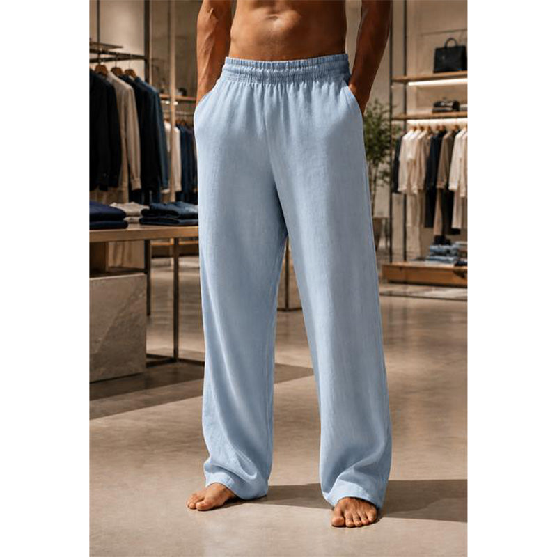Breathable Straight-Leg Pants – Elastic Waist, Cool & Dry