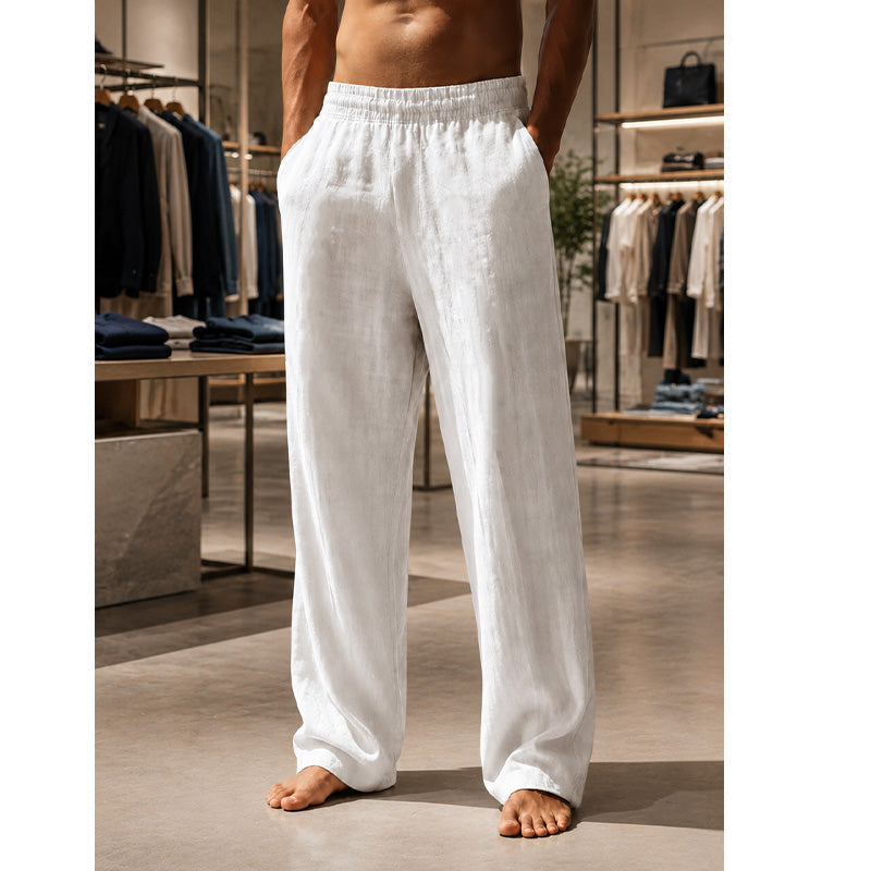 Breathable Straight-Leg Pants – Elastic Waist, Cool & Dry