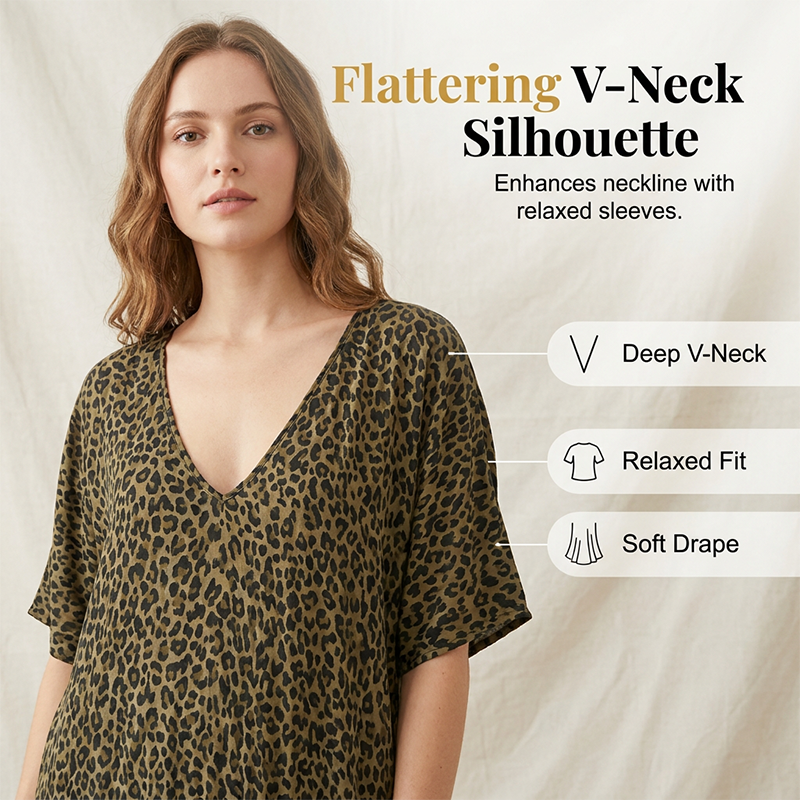 Bohemian Leopard Maxi Dress – V-Neck, Tiered & Feather-Light