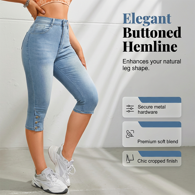 High-Waist Capri Jeans – Stretch Comfort & Flattering Lift