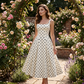 Retro Polka Dot A-Line Dress – Elegant Square Neck, Lightweight