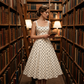 Retro Polka Dot A-Line Dress – Elegant Square Neck, Lightweight