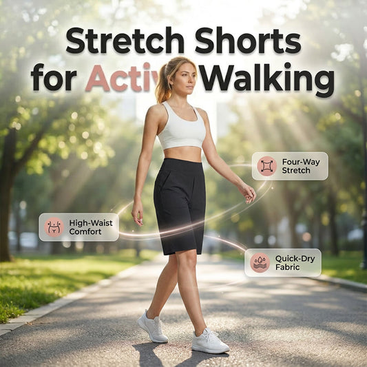 Women's 4-Way Stretch Walk Shorts – High-Rise & Deep Pockets