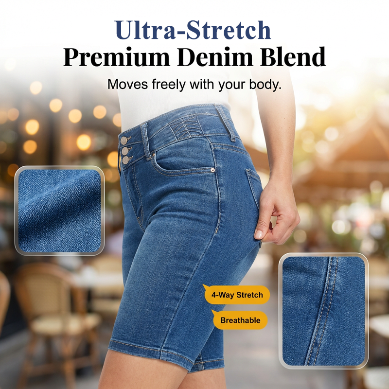 🌺Summer Hot Sale 70% OFF👖✨Women's High-Waist Stretch Denim Shorts