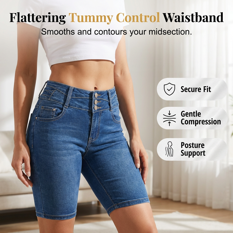 🌺Summer Hot Sale 70% OFF👖✨Women's High-Waist Stretch Denim Shorts