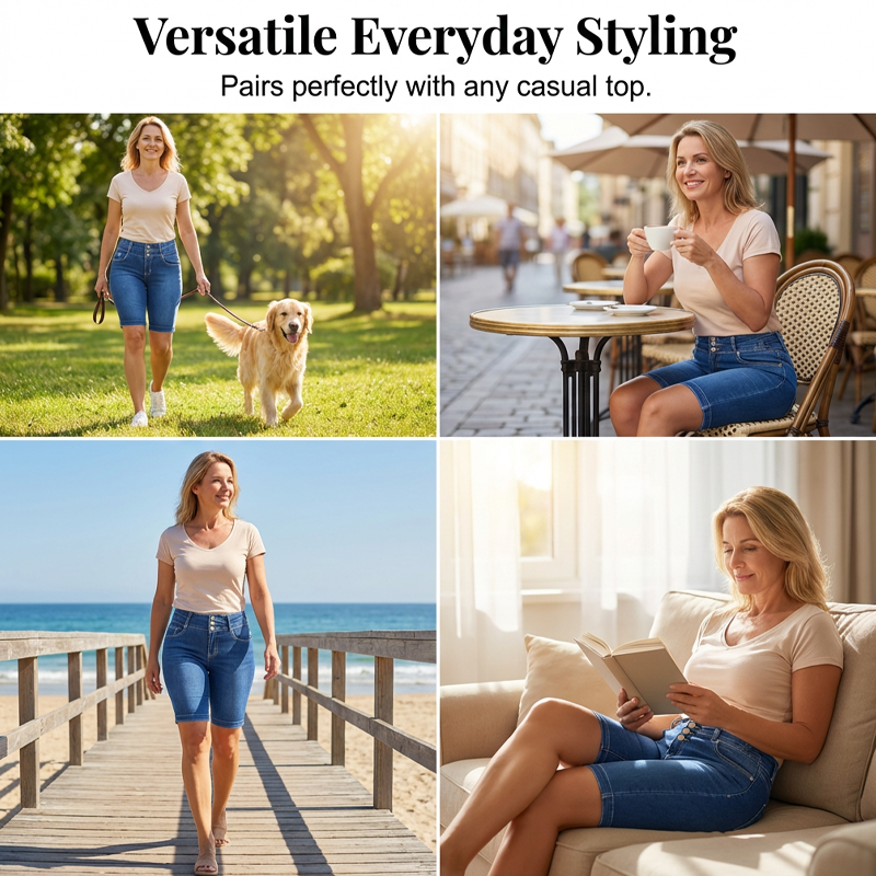 🌺Summer Hot Sale 70% OFF👖✨Women's High-Waist Stretch Denim Shorts