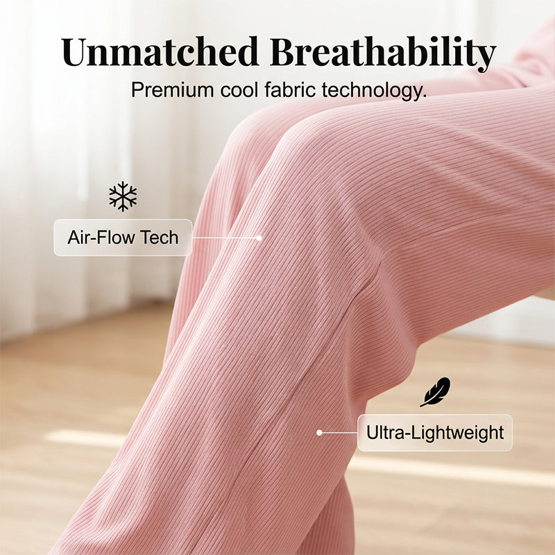 Cooling Ice-Silk Wide-Leg Pants – High-Waist Flattering Fit