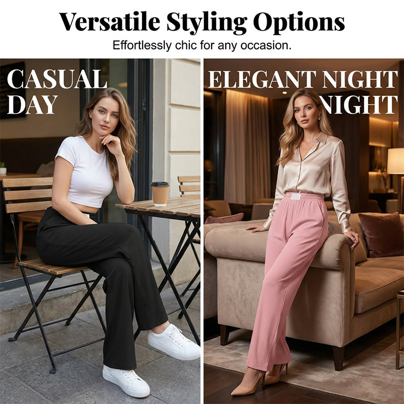 Cooling Ice-Silk Wide-Leg Pants – High-Waist Flattering Fit
