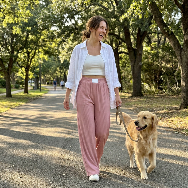 Cooling Ice-Silk Wide-Leg Pants – High-Waist Flattering Fit