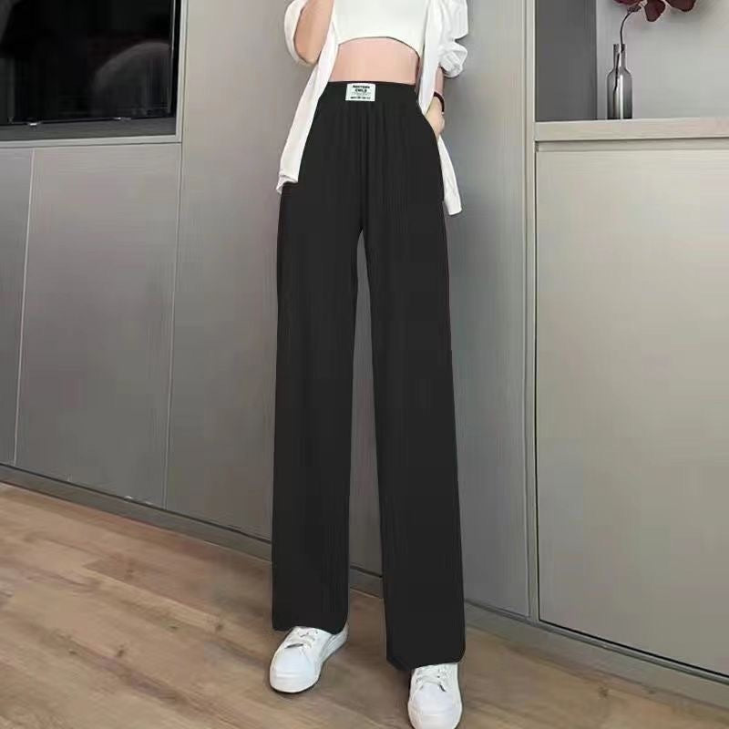 Cooling Ice-Silk Wide-Leg Pants – High-Waist Flattering Fit