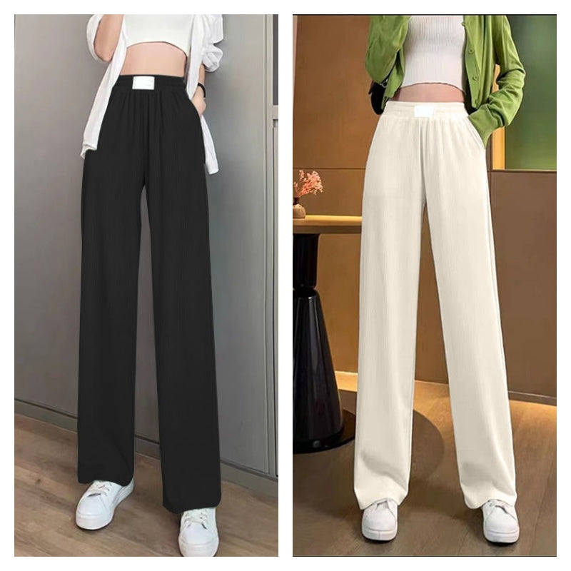 Cooling Ice-Silk Wide-Leg Pants – High-Waist Flattering Fit
