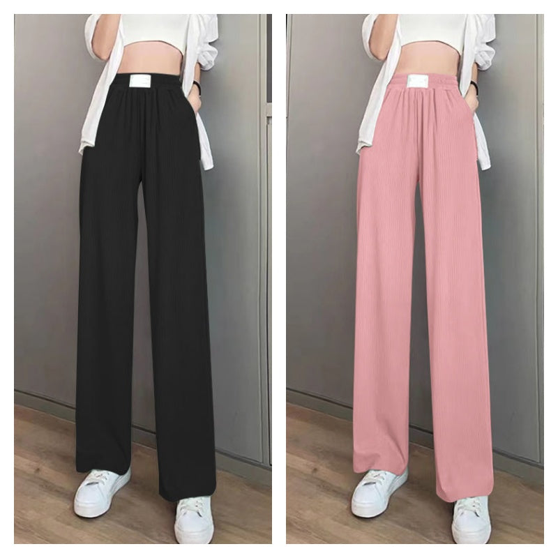 Cooling Ice-Silk Wide-Leg Pants – High-Waist Flattering Fit