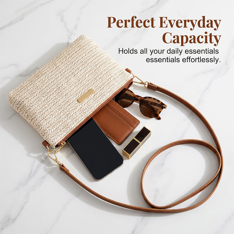 👜 LIMITED-19.99! 💥 Woven Crossbody Bag – Lightweight, Metallic Accent & Summer-Ready